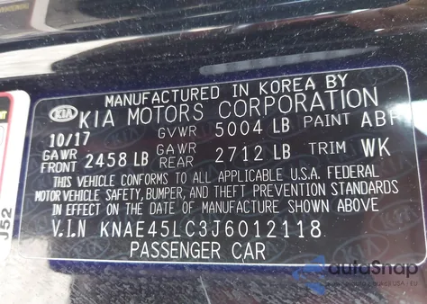 2018 Kia Stinger Gt1 z USA, uszkodzony, nr VIN KNAE45LC3J6012118